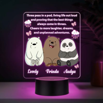 Customized Best Friends UV Print 7 Color LED Night Light  Personalized Name & Quote Lamp